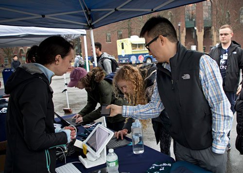 UConn Students line up to give on UConn's first Giving Day