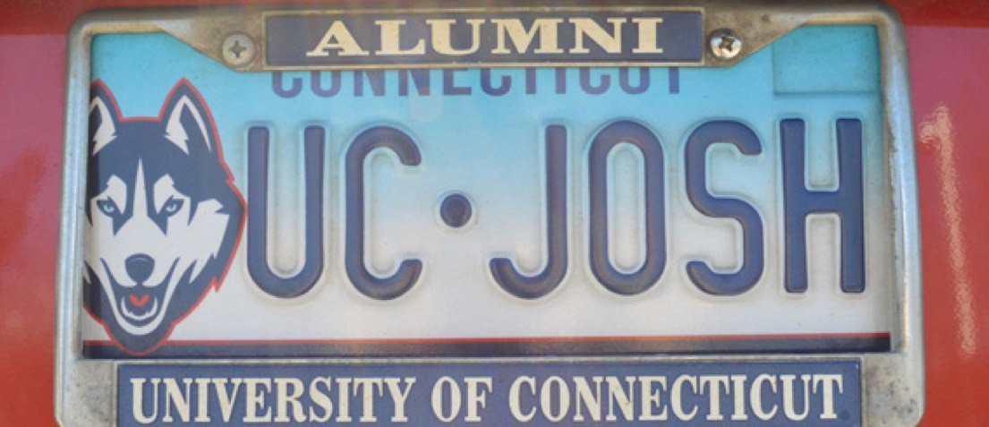 UConn License Plate that reads UC Josh