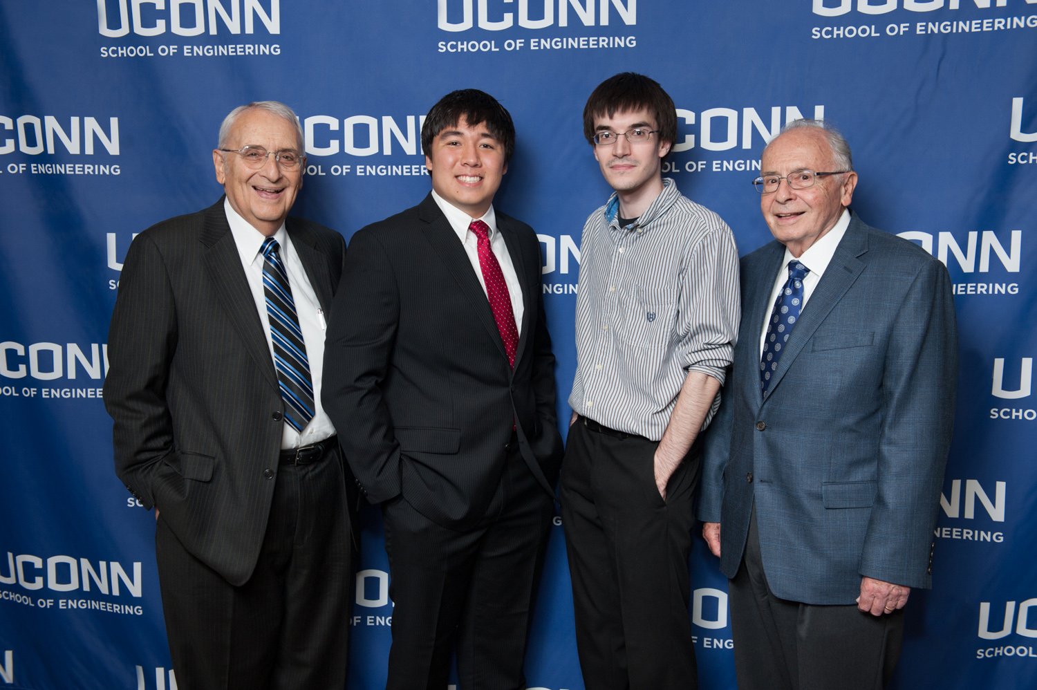 Stephen Altschuler and Samuel Altschuler with their undergraduate scholarship recipients at a ceremony in 2015. (Christopher Larosa/UConn Photo)