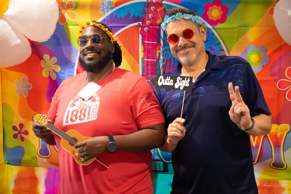 Antoine Harris and Anthony Caruso at the 70s theme UCF Annual Picnic