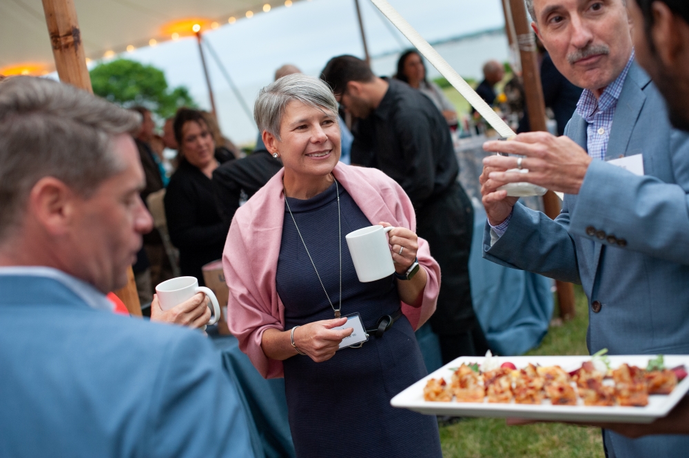 Jeff Simon, Carolyn Treiss, Ron Fleury at a Founders Event at Avery Point